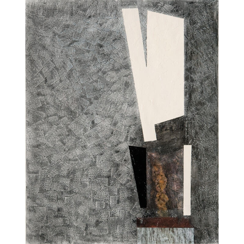 o.T., 2005, Graphit, Kohle, Dispersion, Lack, Collage auf Papier, H 86 cm, B 68 cm