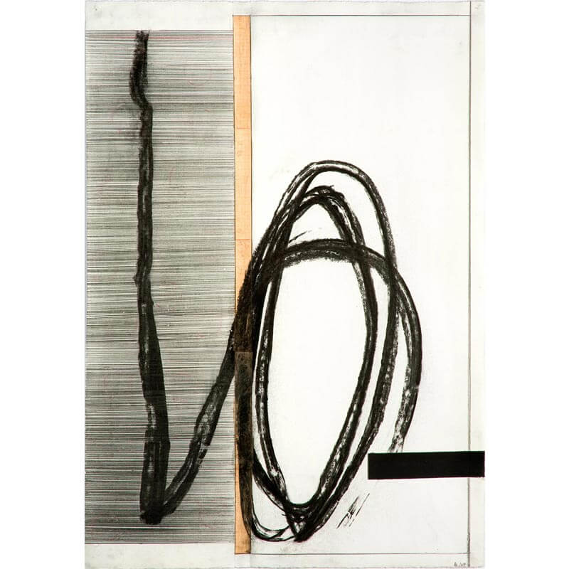 o.T. (a.d. Serie: Gebärde der Natur), 2015, Graphit, Kohle, Acryl, Collage auf Büttenpapier, H 103 cm, B 73 cm